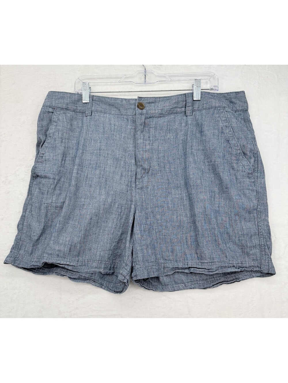 Gap Girlfriend Khaki Shorts 18 Blue Chambray Womens 100% Cotton High Rise 5”